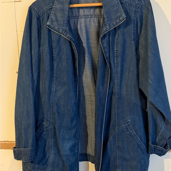 Karen Scott Plus Size Denim Jacket Zip Front Lightweight 1X - Picture 2 of 7